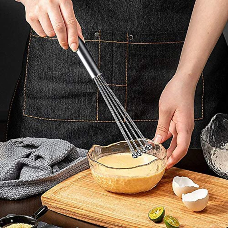 Stainless Steel Ball Whisk Set, Manual Mixer Kitchen Whisk Wire Egg Whisk for Cooking Blending Whisking Beating Stirring