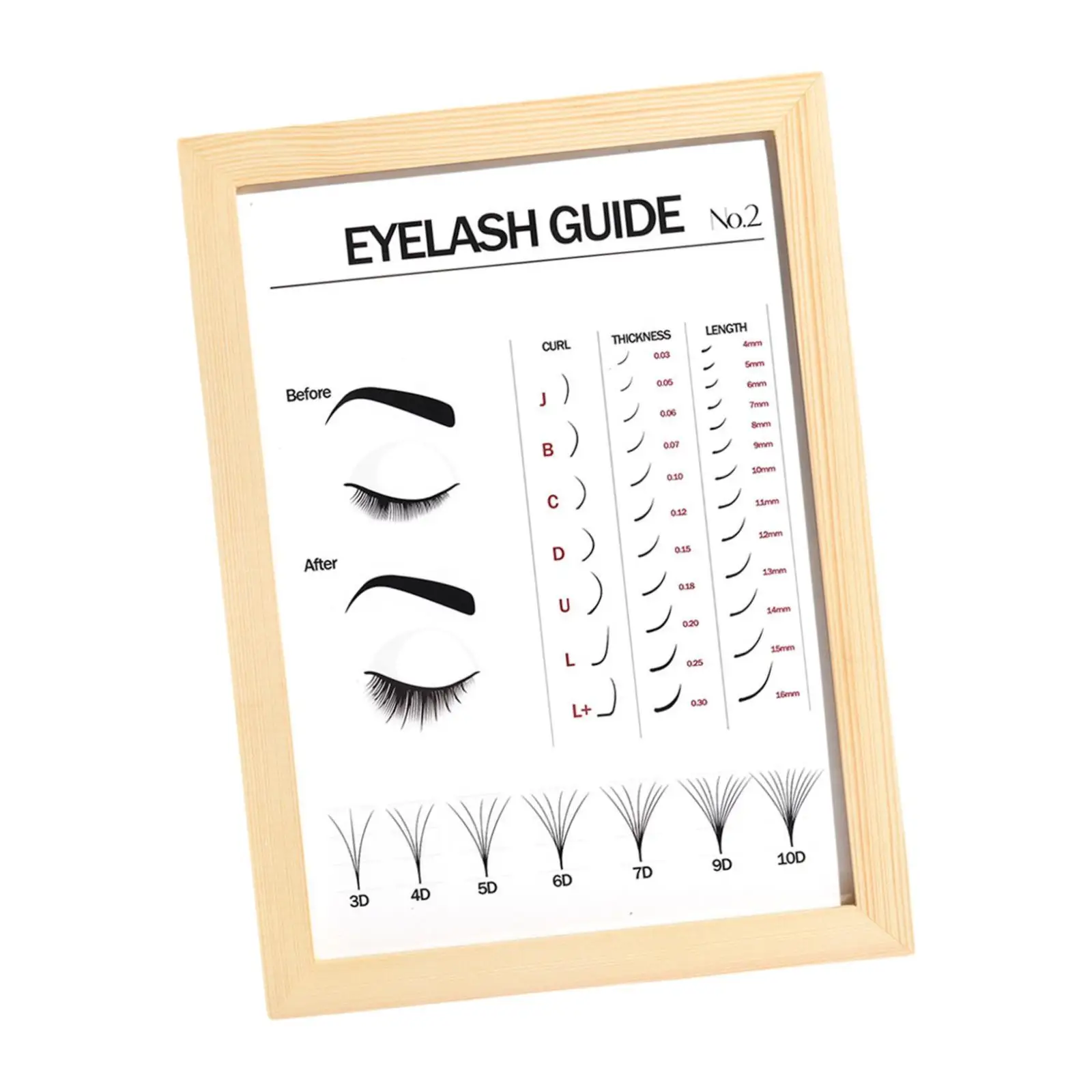 Eyelash Extension Display Board Wood Frame Wall Decoration for Salon Spa Counter Art Poster Photo Frame