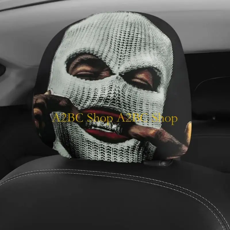 A2BC Car Headrest Covers Designed With Bold Funny Face Faces Headrest Cover,Stretchy Fabric Humorous Cushion