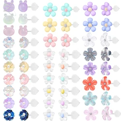 ZS 2pcs/lot Prevent Allergy Resin Invisible Earring Color Flower Bear Stud Earrings Acrylic Ear Tragus Helix Tragus Piercing 20G