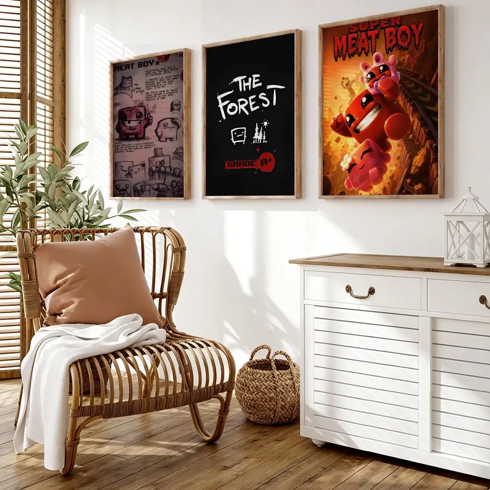 Super M-Meat Boy Poster Wall Stickers HD Painting Self Adhesive Art Decals for Bedroom Living Room Home Decor