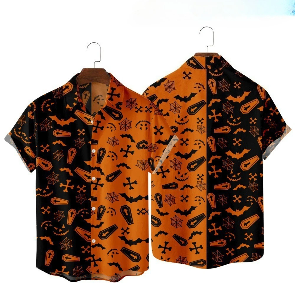 camisa-masculina-de-verao-com-estampa-digital-3d-de-caveira-de-halloween-casual-e-solta-manga-curta