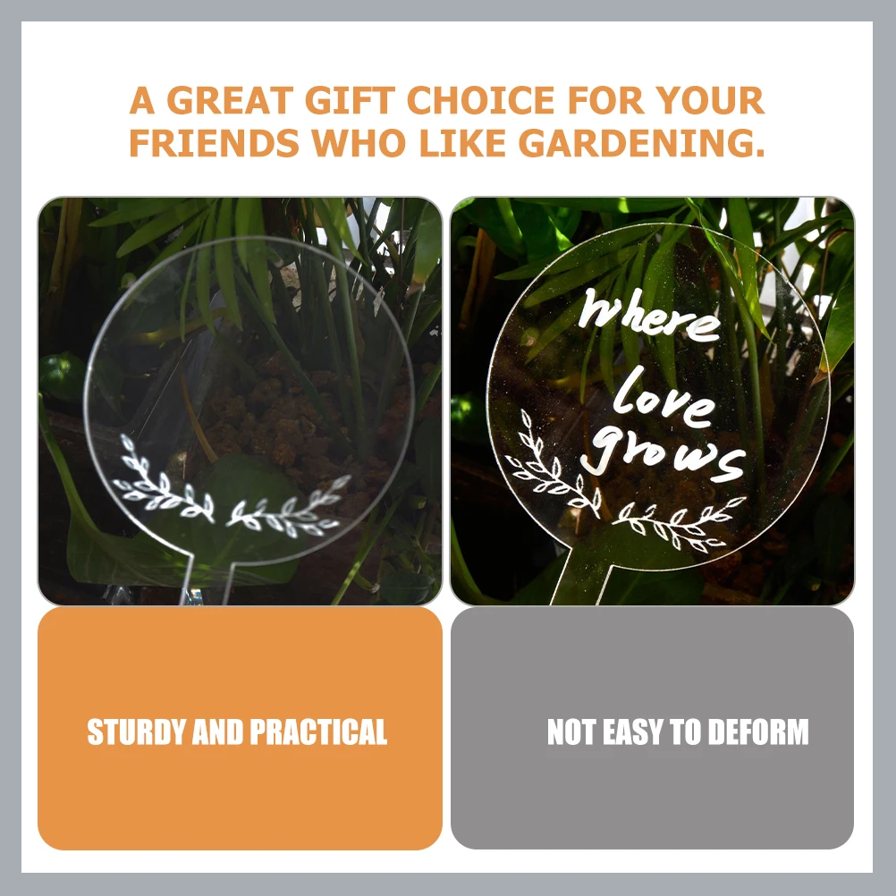 

6 Pcs Acrylic Garden Markers Sturdy Plant Labels for Nursery Pots Greenhouse Flowers Classification Signs Reusable Tags Bonsai
