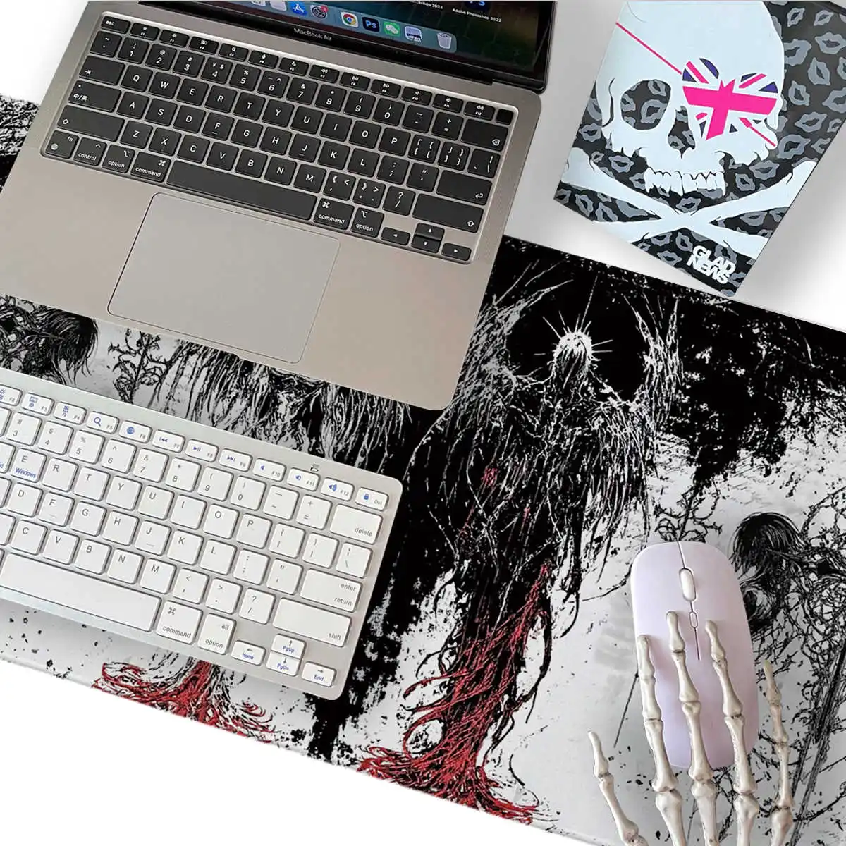 Dark Angel Art Design Large Size Anti-slip Rubber Mouse pad XXL Gothic Symbol Black Computer Gaming accessories Keyboard Mat view 4