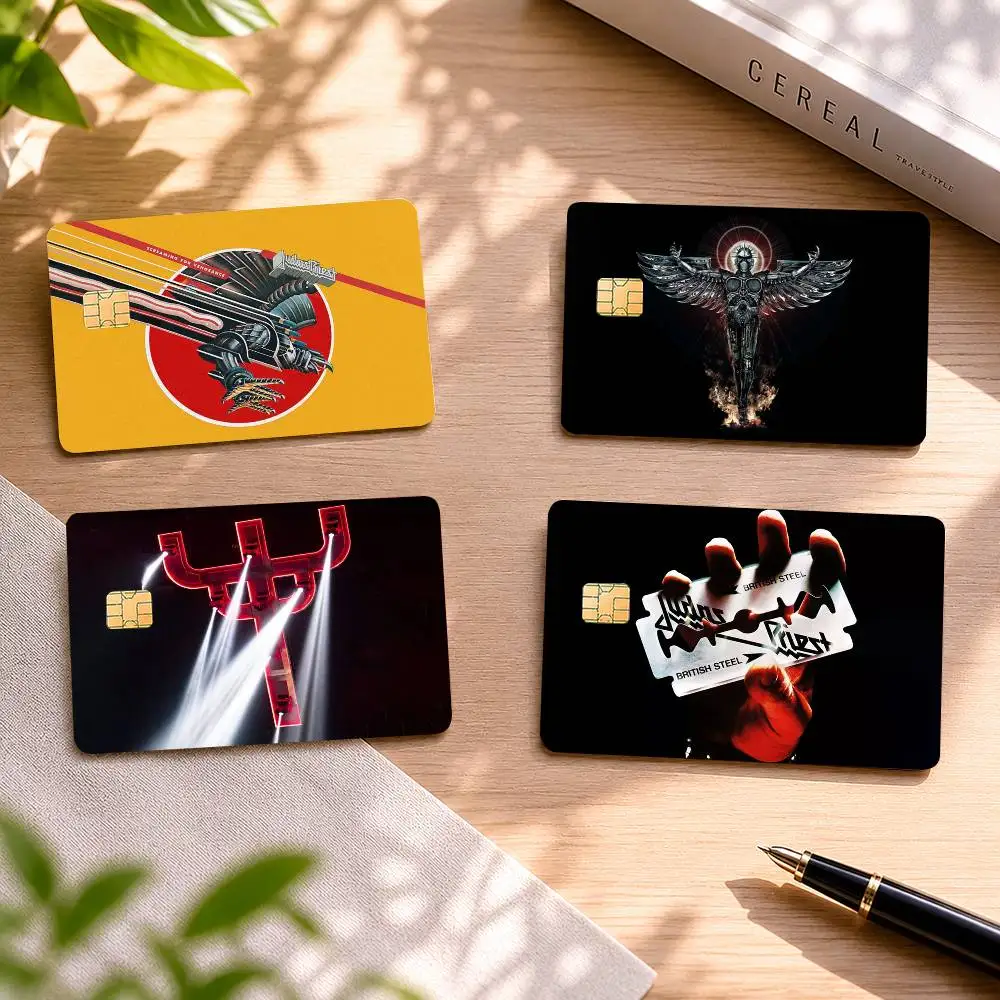 

J-Judas P-Priest 4pcs 1Set Card Stickers Small Waterproof Chip 4PCS Card Sticker Anti-Scratch