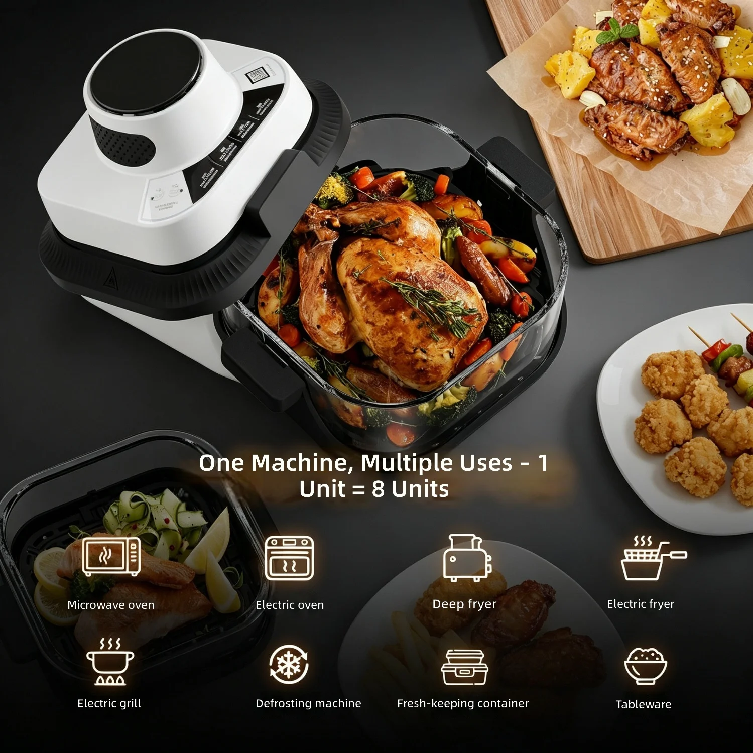 Home Kitchen Oven, Small Countertop Baking, Large Capacity, Non-Stick, Visual Glass Interior, 48L Electric Oven