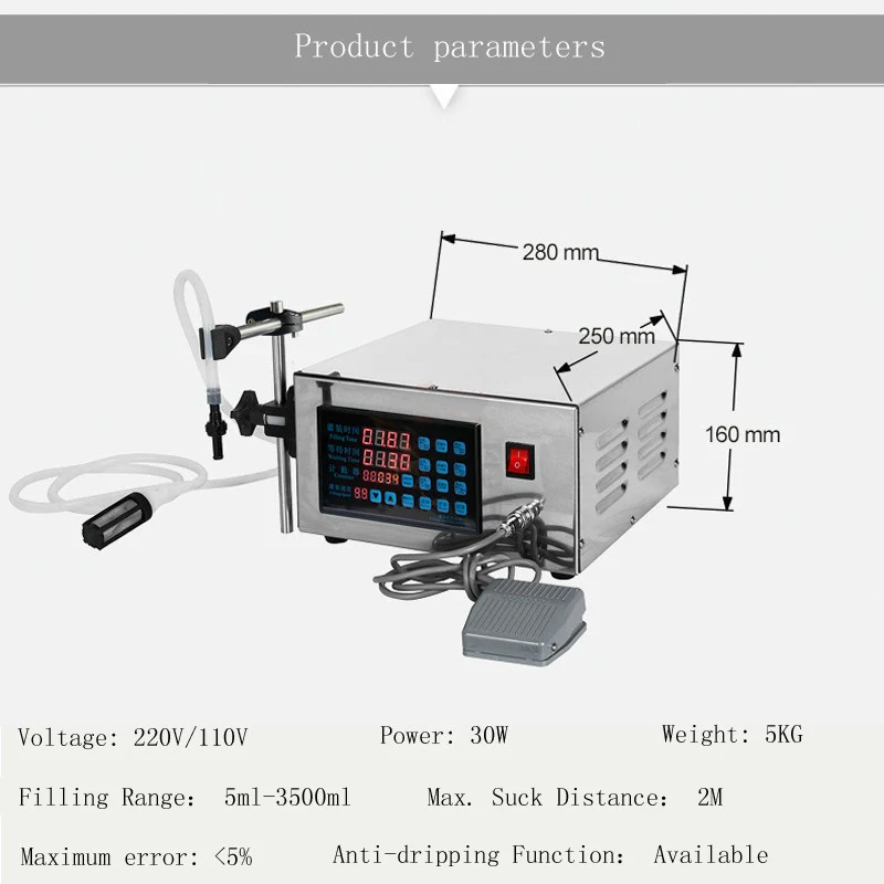CNC Liquid Filling Machine 110V 220V Water Beverage Juice Milk 5-3500ML Quantitative Filler Packer Machine