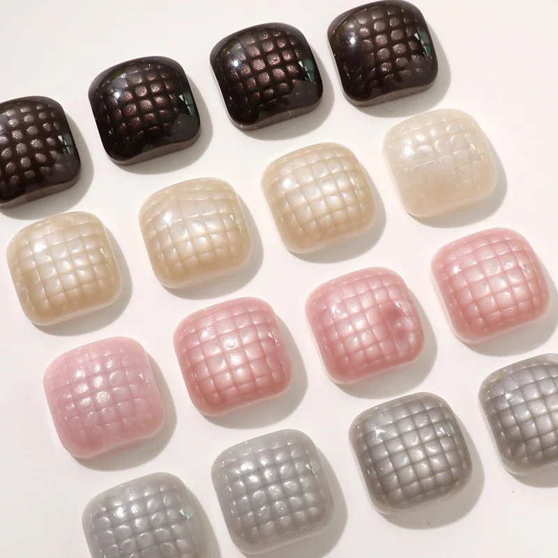New arrived 40pcs/lot 20mm color grid effect geometry square shape resin cabochon beads diiy jewelry garment hair accessory