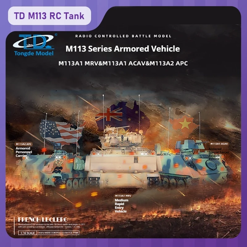 

New TD M113 Rc Toy RTR 1:16 Alloy Electric Full-Track Proportional Rc Tank 2.4g Rc Armored Vehicle Model Metal Transmission Gift