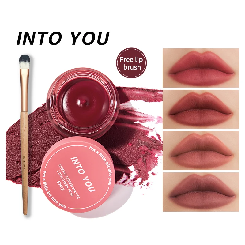 

INTO YOU Makeup Muddy Texture Lip Gloss Long Lasting Red Lipstick Canned Lip Tint Velvet Matte Lip Mud Hot Sale