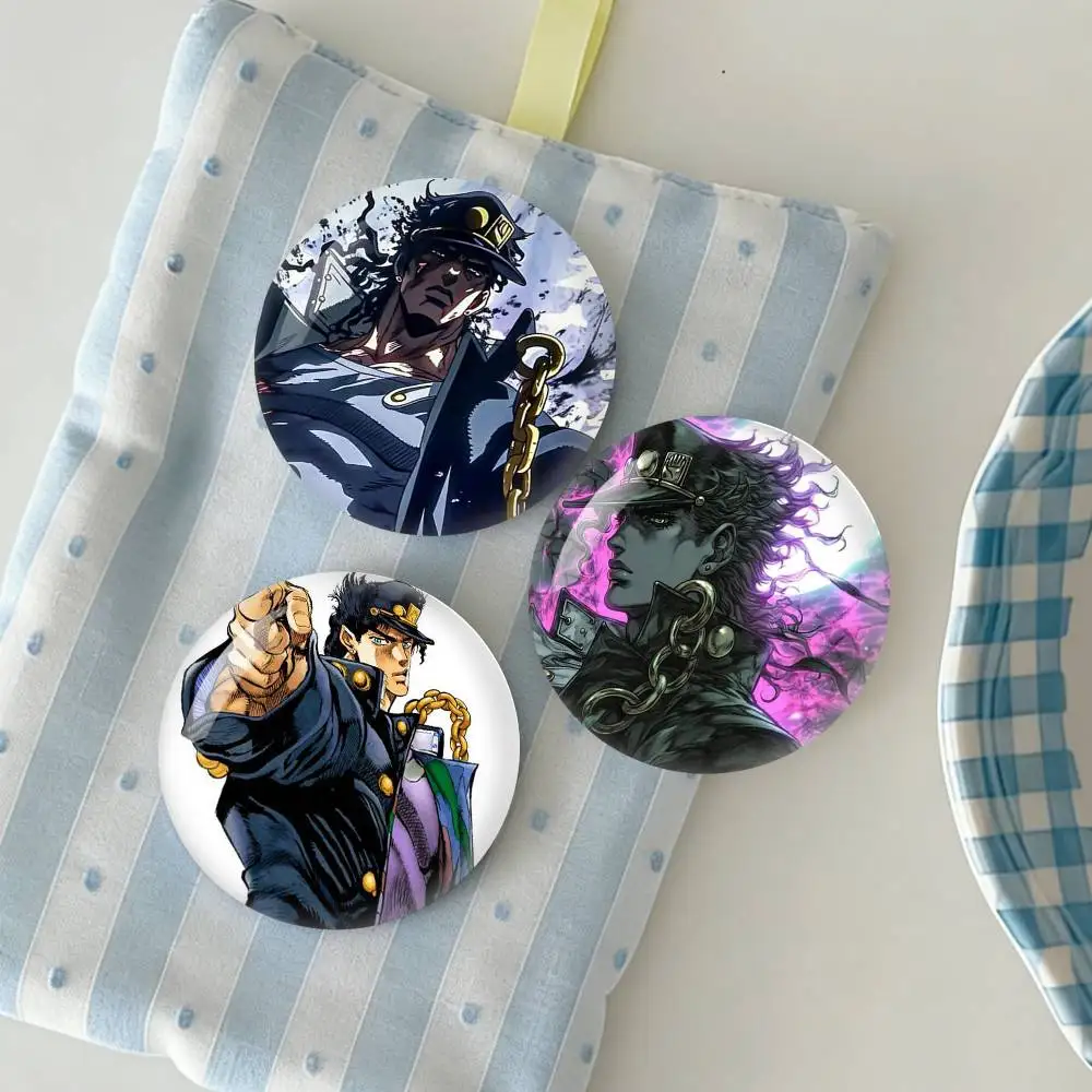 J-JoJo Kujo Jotaro Anime Badge Tinplate Soft Button Pin Brooch Metal Badge Custom Jewelry Accessories Hat Bag Lapel