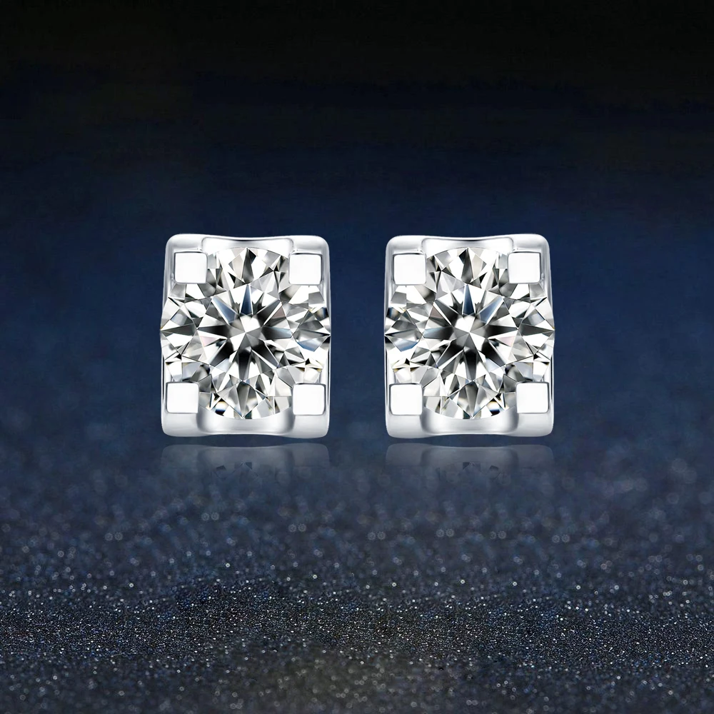 1CT-2CT Moissanite Stud Earrings for Women 925 Sterling Silver Eardrop D Color Diamond Wedding Sparking Fine Jewelry Unlimited