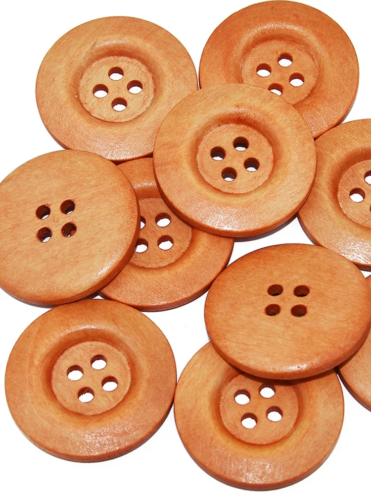 أزرار خشبية دائرية من سومبريرو ، إكسسوارات خياطة ، زر خشب للمعطف تصنعه بنفسك ، حافة عريضة دائرية كبيرة ، 5 من من من 100 ، 15 من 50 ، 30 ، 4 فتحات