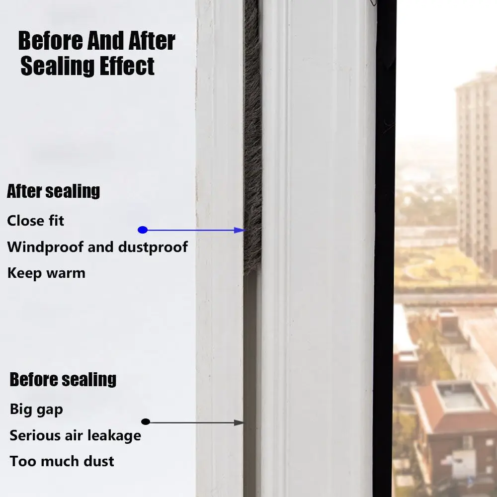 

5m New Home Windproof Tape Door Strip Brush Sealing Strip Door And Window Seal Pile Weatherstrip Self Adhesive