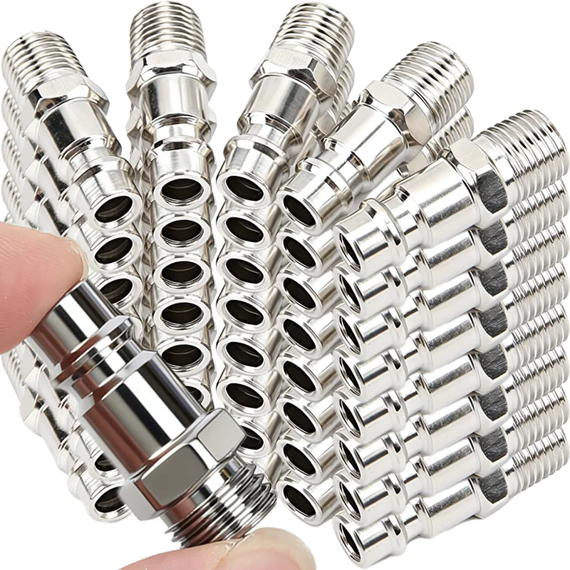 

5-30 шт., соединительная резьба для быстрых воздушных компрессоров, никелированные наружные нажимные замки, герметичные полностью пневматические инструменты, фитинг для воздушного шланга