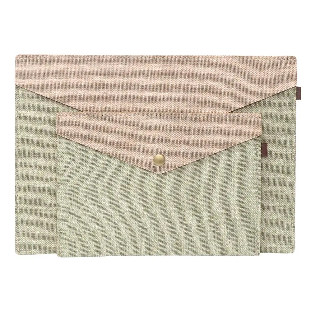 Simple Linen Document Bag A4/A5 Portable File Folder Big Capacity File Storage Briefcase Paper Holder Office School Supplies