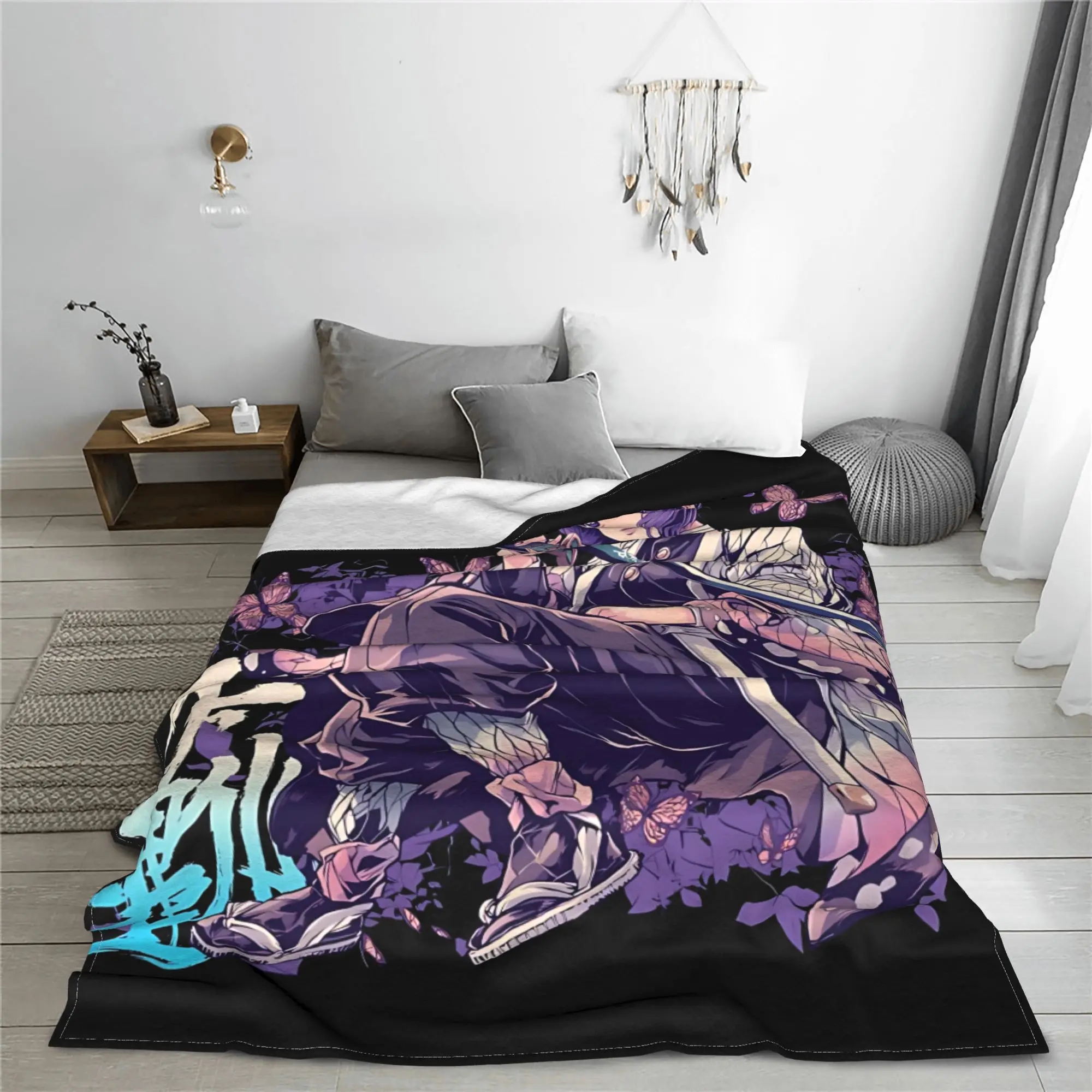 1PC Demon Slayers Anime Shinobu Kocho Blanket Throw Blanket  Novelty Warm Blanket All Season Home Gift