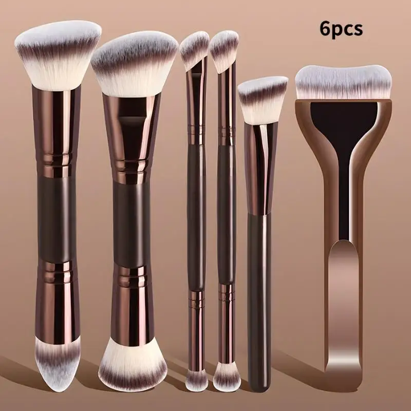 2/4/6/7Pcs Makeup Brush Set Soft Synthetic Hair Foundation Blush Contour Eyeshadow Cosmetic Brush Kit for Face Makeup