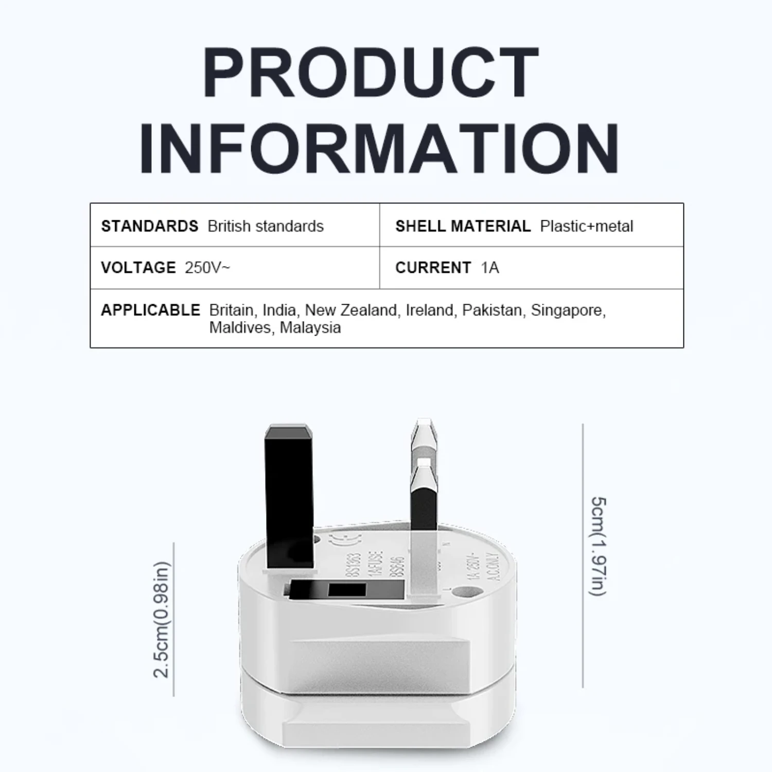 ABS+ Environmentally-Friendly Fuel-Resistant 1.6A250V Fused American-To-English Shaver Conversion Socket