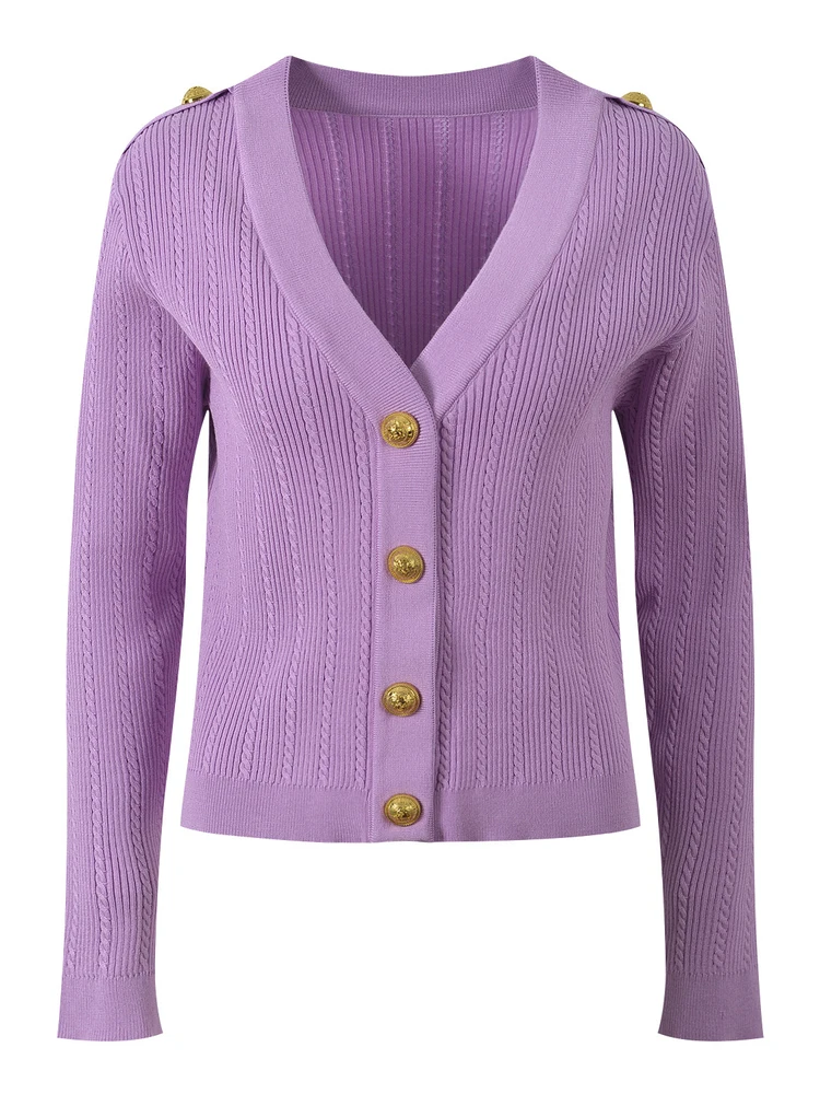 

High-End European Sle Autumn Winter Knitted Long Sve V-Ne Slim Fit Cardigan Women's Top Faion Commute Sle Pure Color