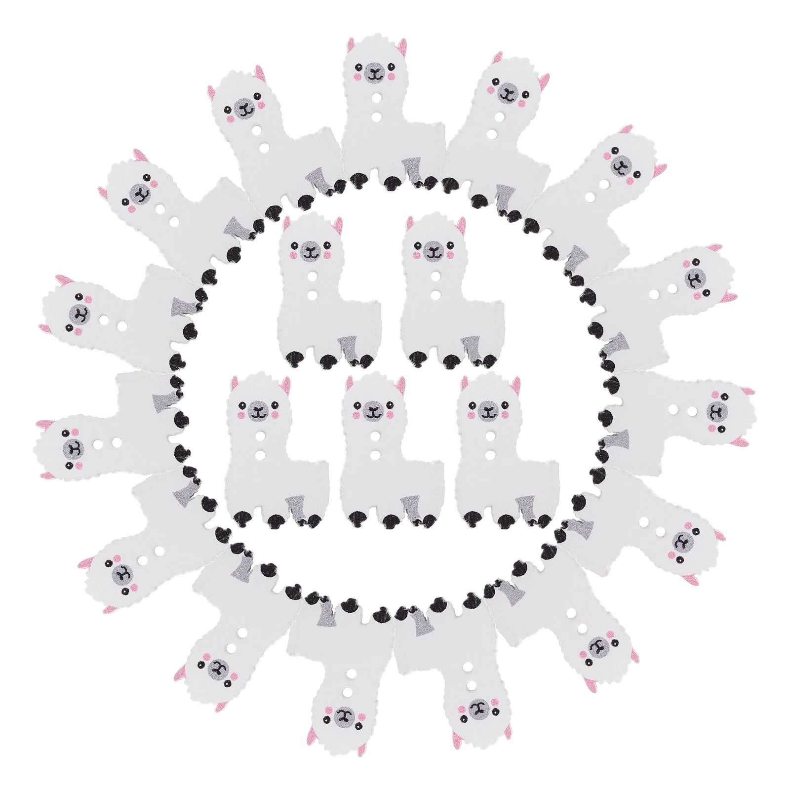 100Pcs Kancing Kayu Alpaca Kartun Hewan 2 Lubang untuk Menjahit Kerajinan DIY Dekorasi Kancing Kayu untuk Proyek Buatan Tangan