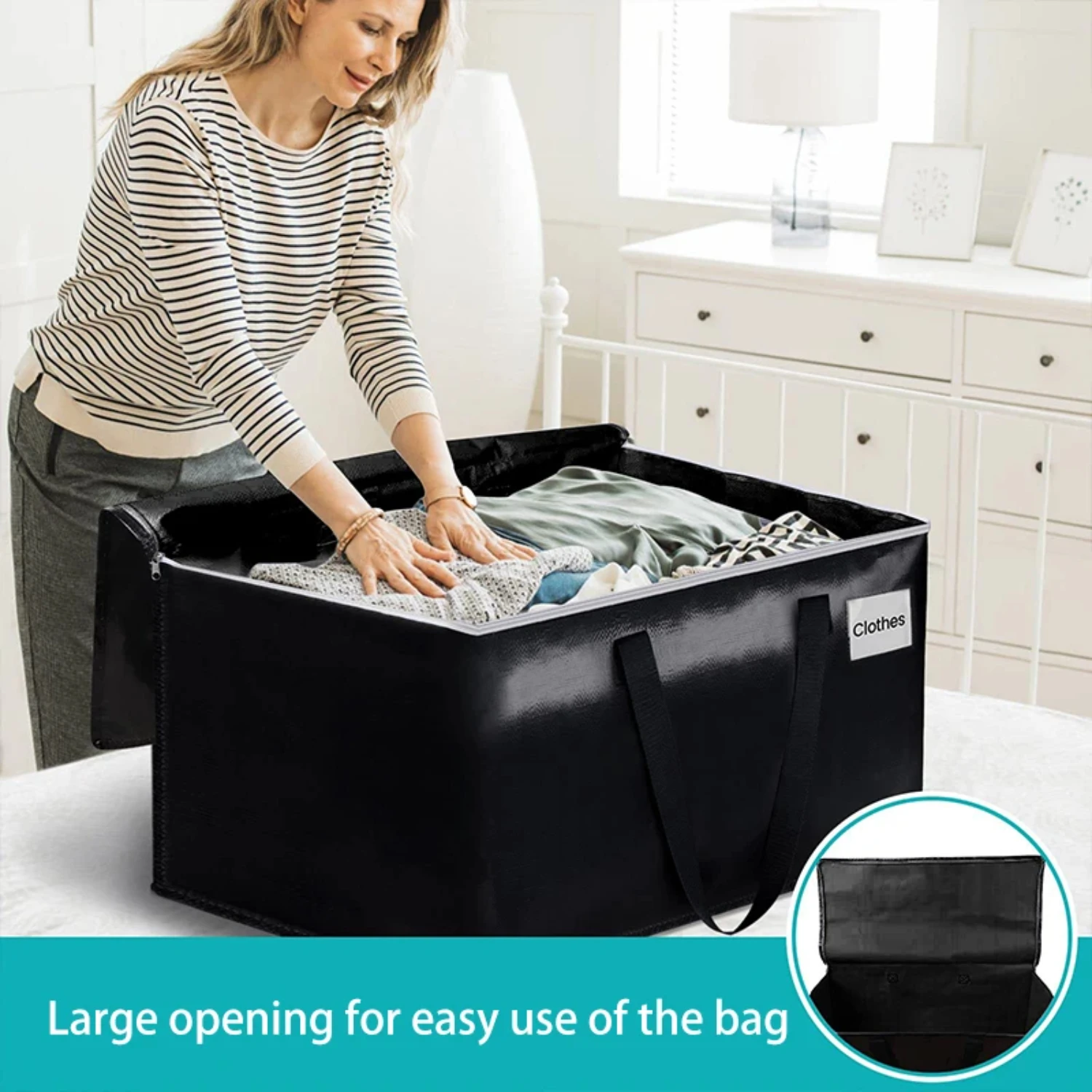 Large Capacity Foldable Travel Bedding with Handle - Moving Quilt Clothes Blanket Box Zipper