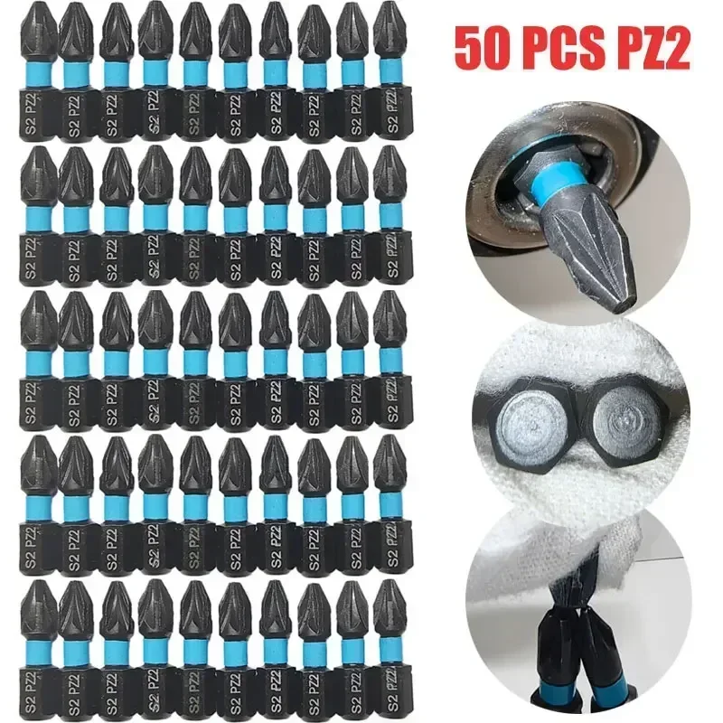 Liga de Aço Chave de Fenda Conjuntos para Broca Impacto Chave de Fenda Hex Ímã Ferramentas Trabalho Profissional Pz1 Pz3 Ph2 50 Peças 25 mm Pz2 s2