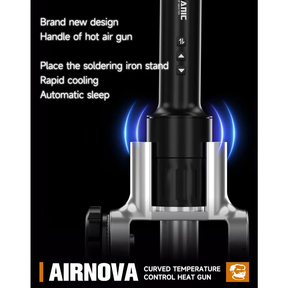 MECHANIC AIRNOVA Curved Temperature Control Hot Air Gun Soldering Station 1200W for Phone BGA IC PCB Rework Desoldering Tool