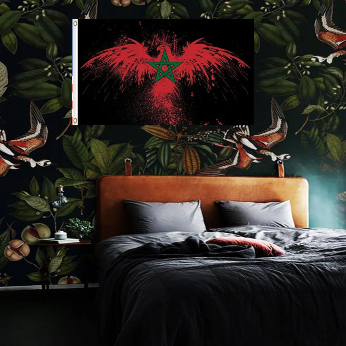 2X3FT 90x150cm CUSTOM banner of Morocco Flag With Bird EAGLE HISTORY BANNER HOME DECORATION No flagpole