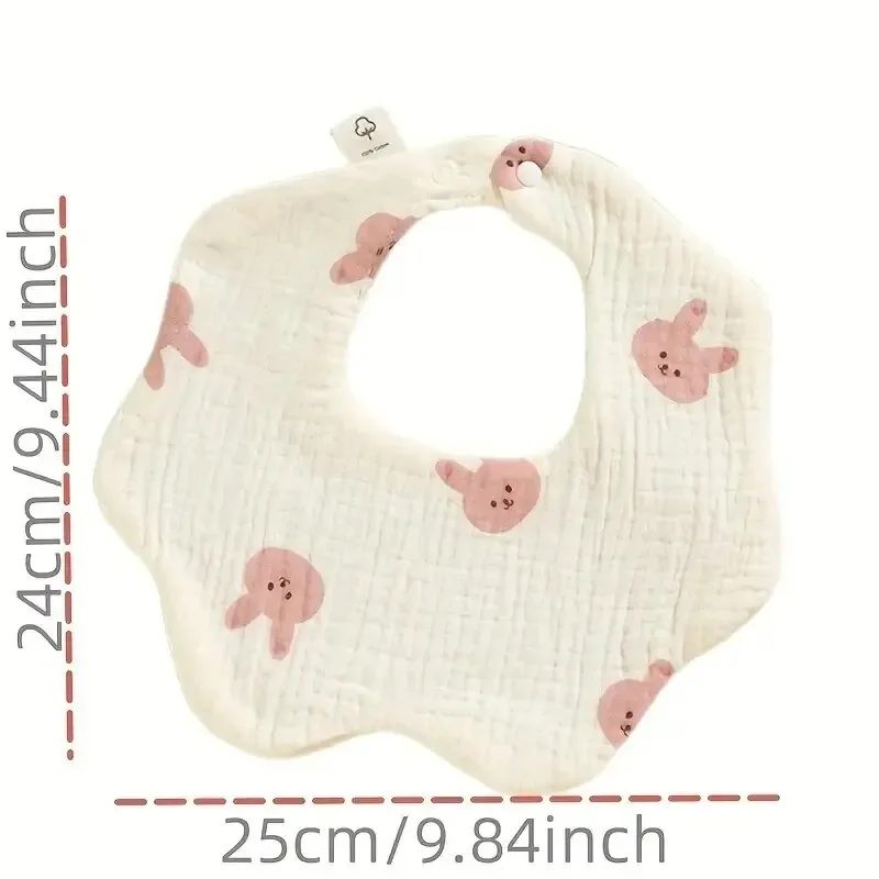 4Pcs Ultra-Soft Waterproof Gauze baby Drool Bibs for 0-3 Years. Snap Button Design, Machine Washable, Comfy for Autumn & Winter.