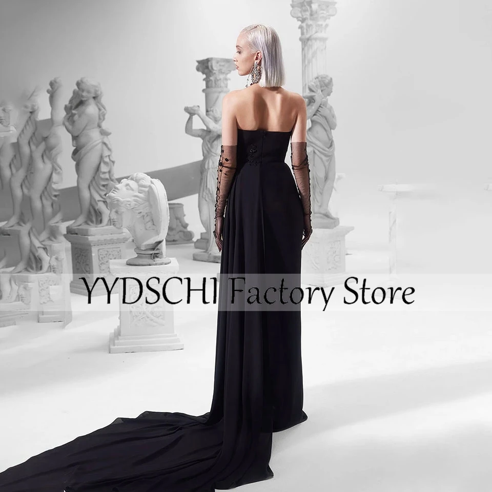 Customized Evening Dresses Trumpet / Mermaid High Slit Party Dress Black Backless Sexy 2024 Formal For Women vestidos de noche