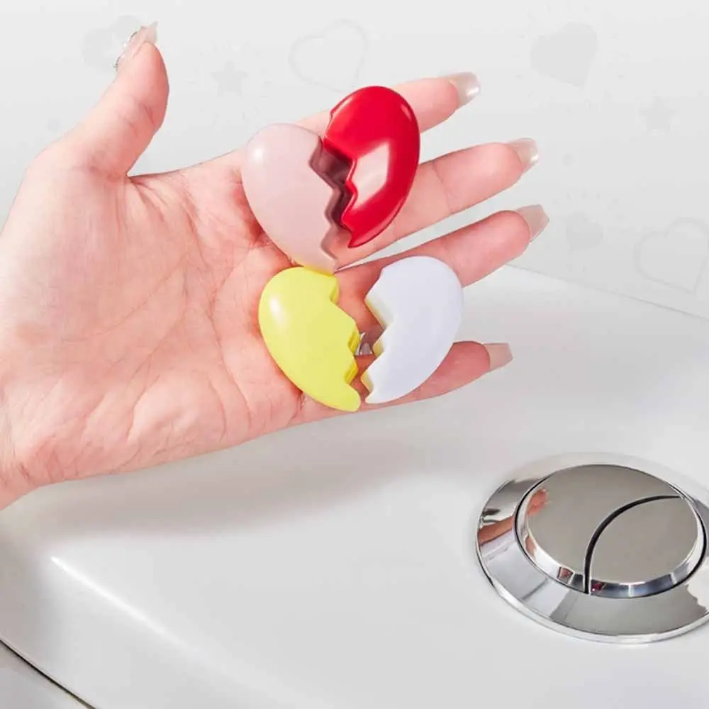 

Broken Heart Shape Toilet Press Self-Adhesive Nail Protector Tank Flush Button Colorful Toilet Button Auxiliary Device
