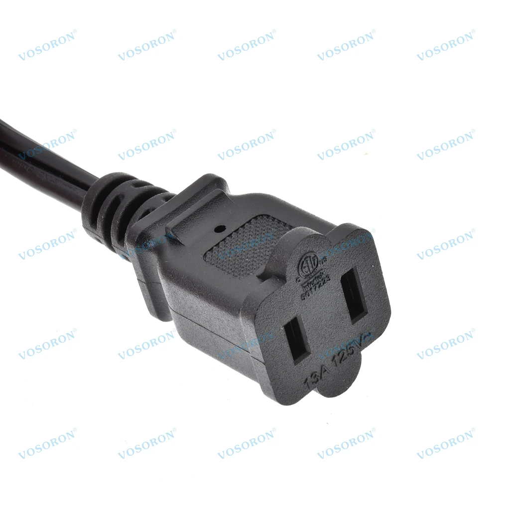 Right Angled Polarized US 2-Prong Male to Female Extension Cord, Nema 1-15P to 1-15R Power Outlet Extension Cable 16AWG (1FT)