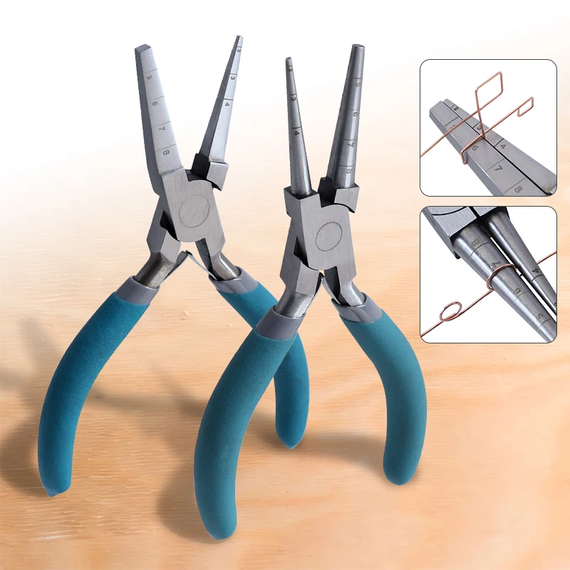 Jewelry Pliers Alloy Steel Square Rite Plier Wire Looping Plier with Laser Scale Non-Slip Handle for Jewelry Wire Pieces Forming