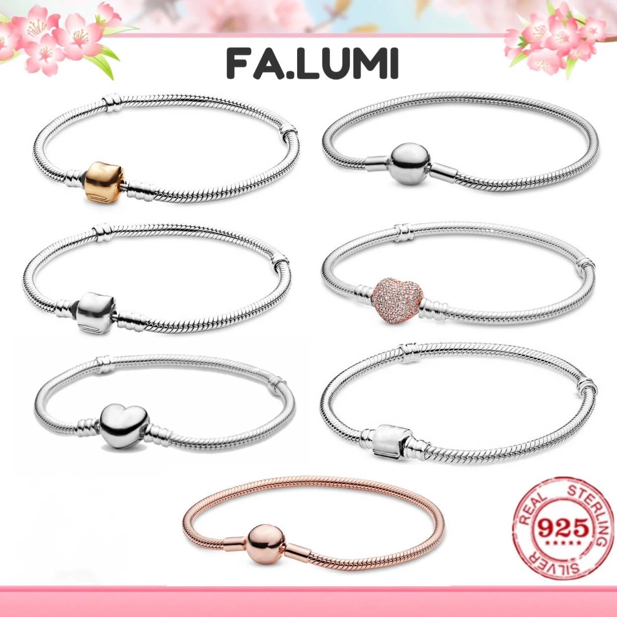 Bracelet classique original en argent pur 925, bloc rond simple, DIY, charmant, pour femmes. Bijoux de mariage DIY pour cadeau de fête