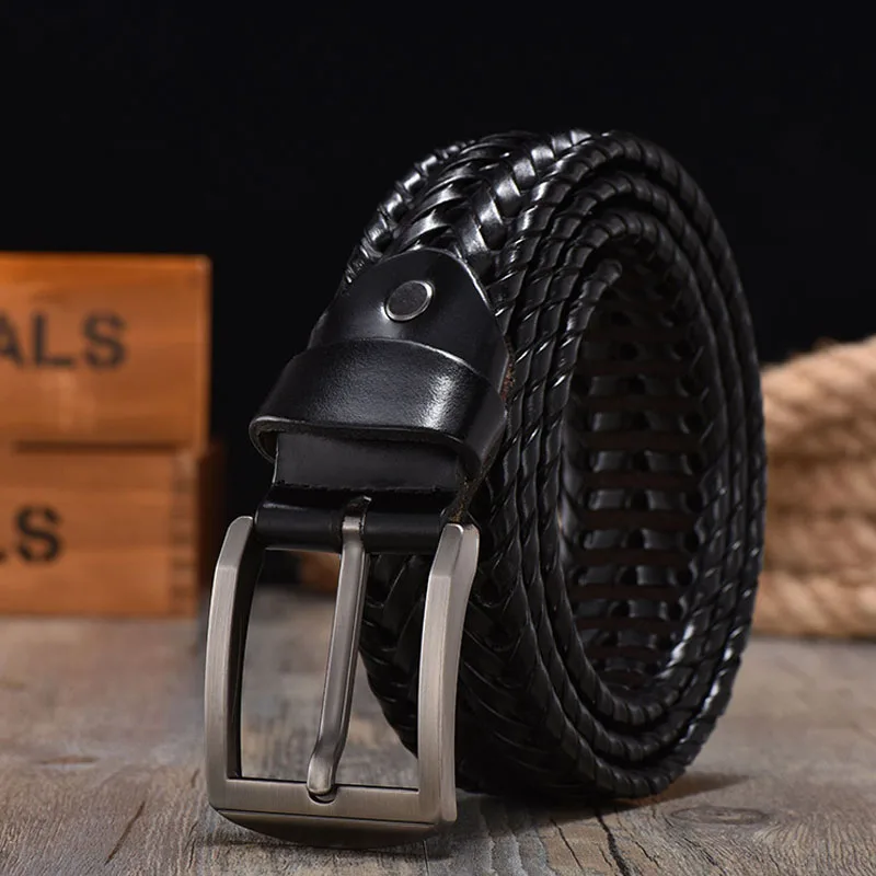 Cintura in pelle intrecciata per cinture da uomo larghezza 4.0CM cinturini di mucca in vera pelle di lusso cinturino di design lavorato a mano