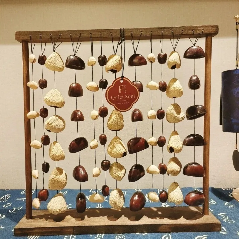 Desktop Fruit Shell Row Bells Handmade Meditation Countertop Wind Chimes Sound Healing Wind Bell Spiritual Relaxation Bell