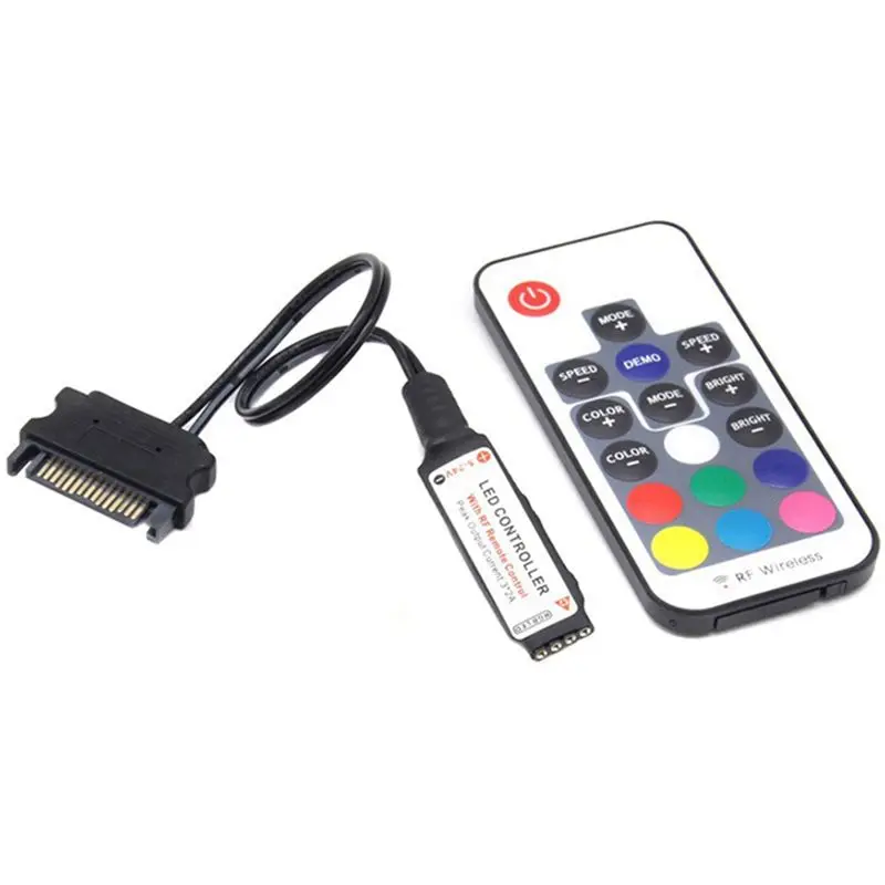 

A36T-2X RF17 Keys Remote DC 12V Wireless SATA RGB Controller For PC Computer Case 5050 RGB LED Strip Light
