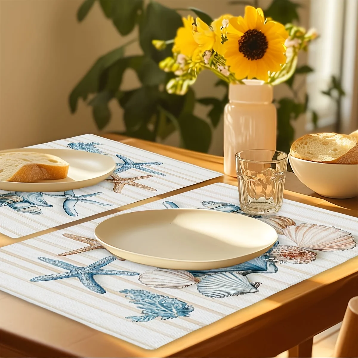 Shell Starfish Placemats Shell Starfish Ocean Spring Summer Placemats Rectangular Table Mats  for Kitchen Dining Tables