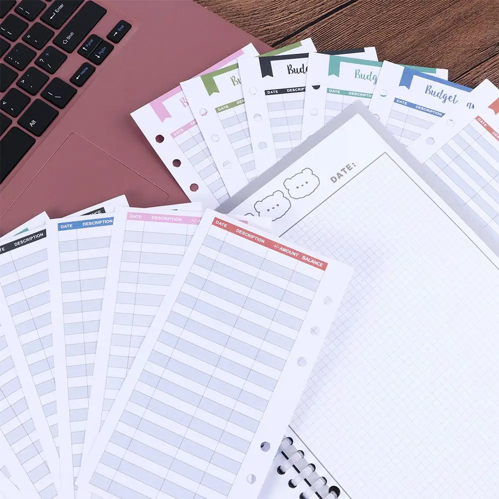 6穴の家計簿用紙幣オーガナイザー、予算管理帳、予算財布、予算バインダー、予算封筒、経費追跡、予算シート