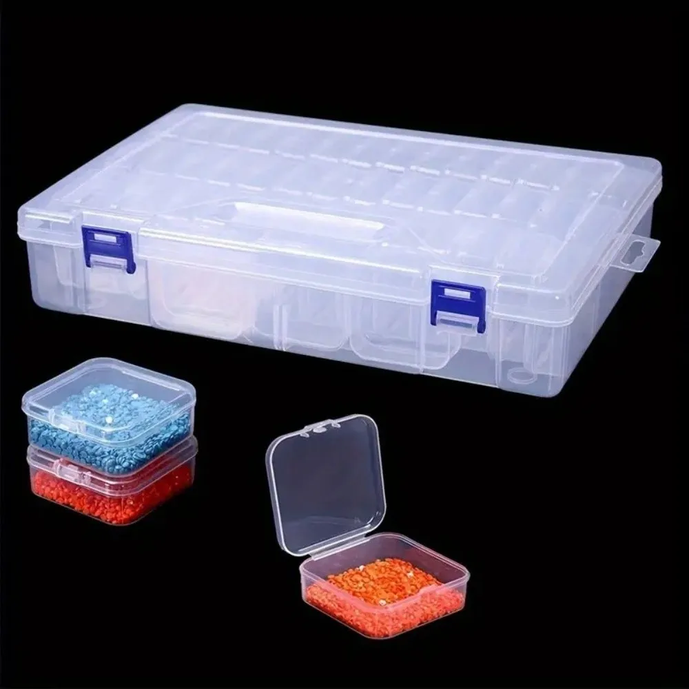 45 Grids Jewelry Beads Storage Case Multi-Functional DIY Rhinestone Nail Design Organize Square Transparent
