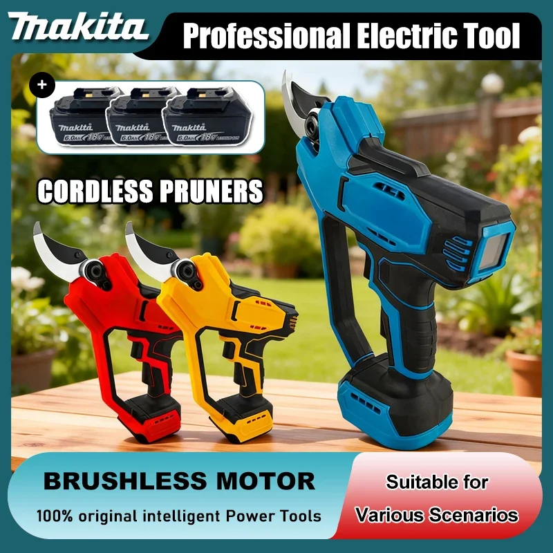 

Беспроводные электрические секаторы Makita с бесщеточным двигателем, 35 мм, мощные ножницы для обрезки веток, электроинструмент для DeWalt/Milwaukee