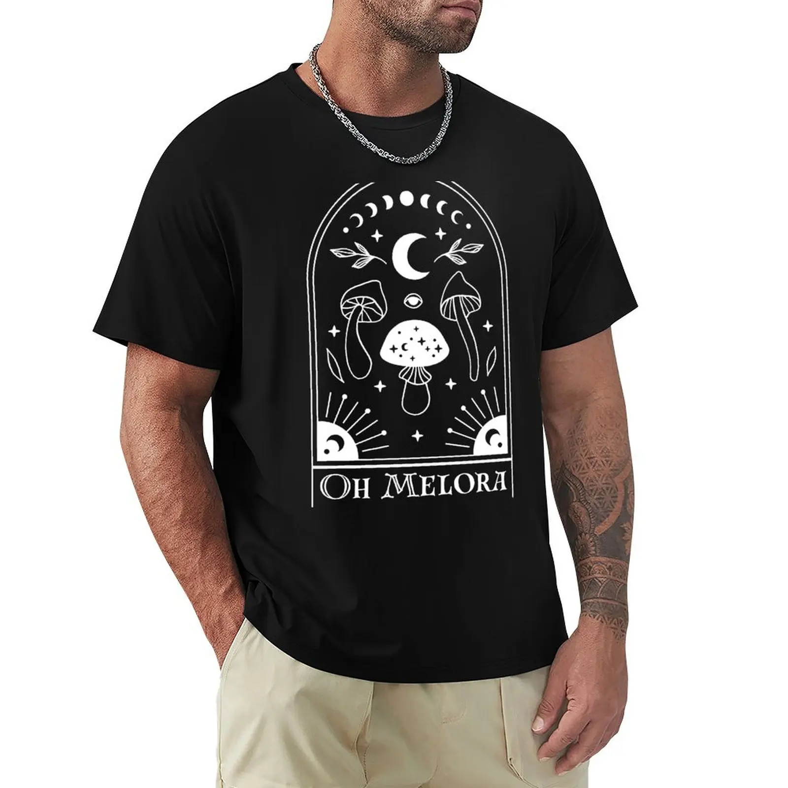 Oh Melora - NADDPOD Tarot Style Mushrooms Moonshine Cybin WHITE T-Shirt Casual Basic Street Style T-Shirt