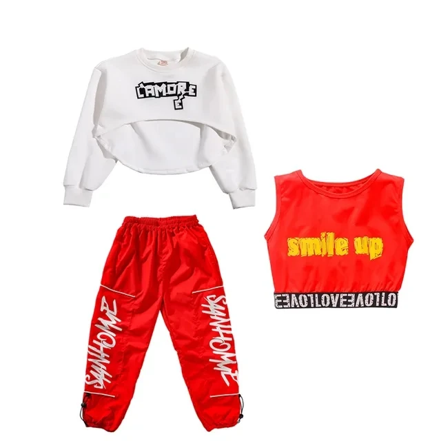 Girls\' colored overalls hip hop short streetwear Children\'s jazz street dance outfit stage costume