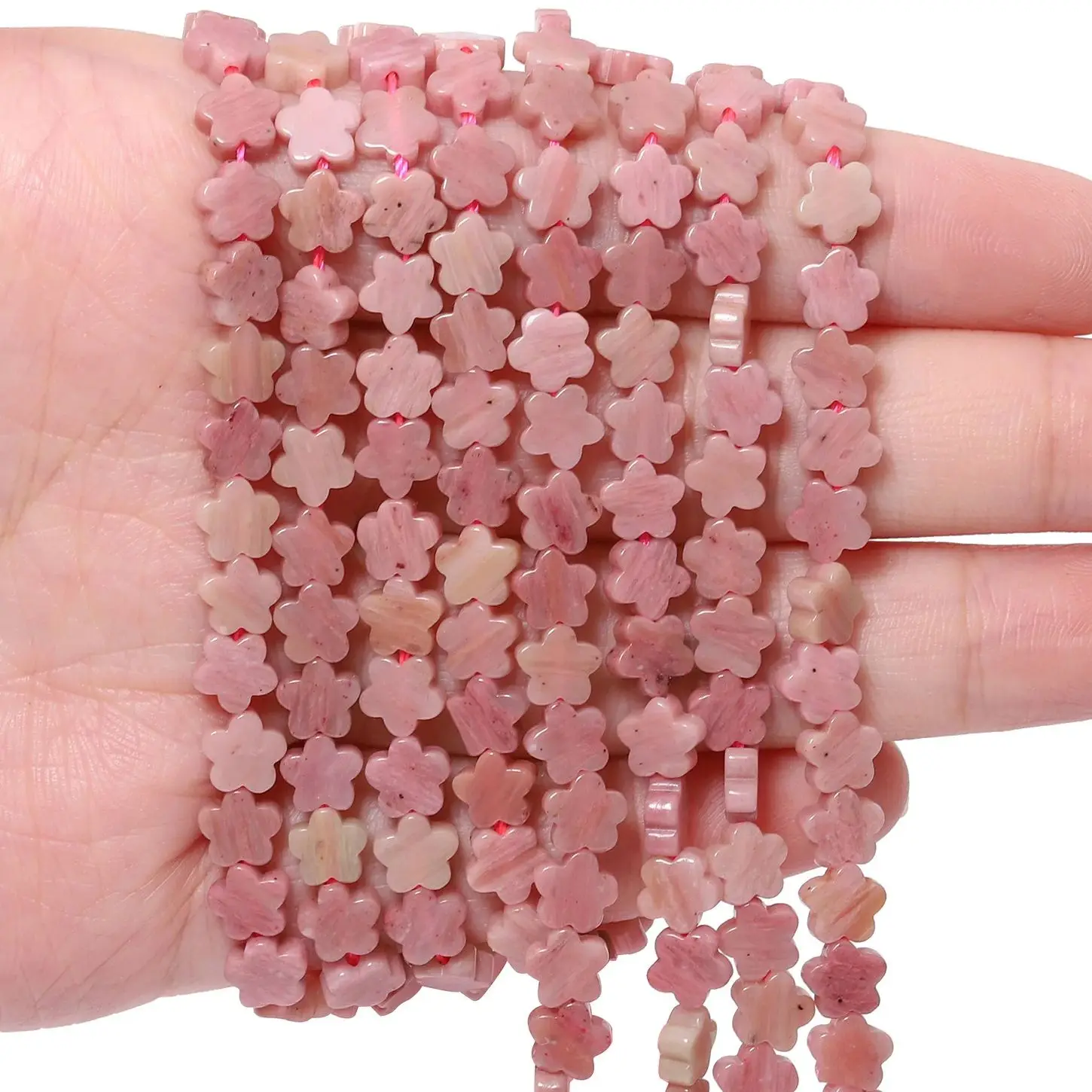 6mm 30pcs/lot Natural Rhodochrosite Flower Shape Stone Beads For DIY Charms Bracelet Necklace Jewelry Making Handicrafts