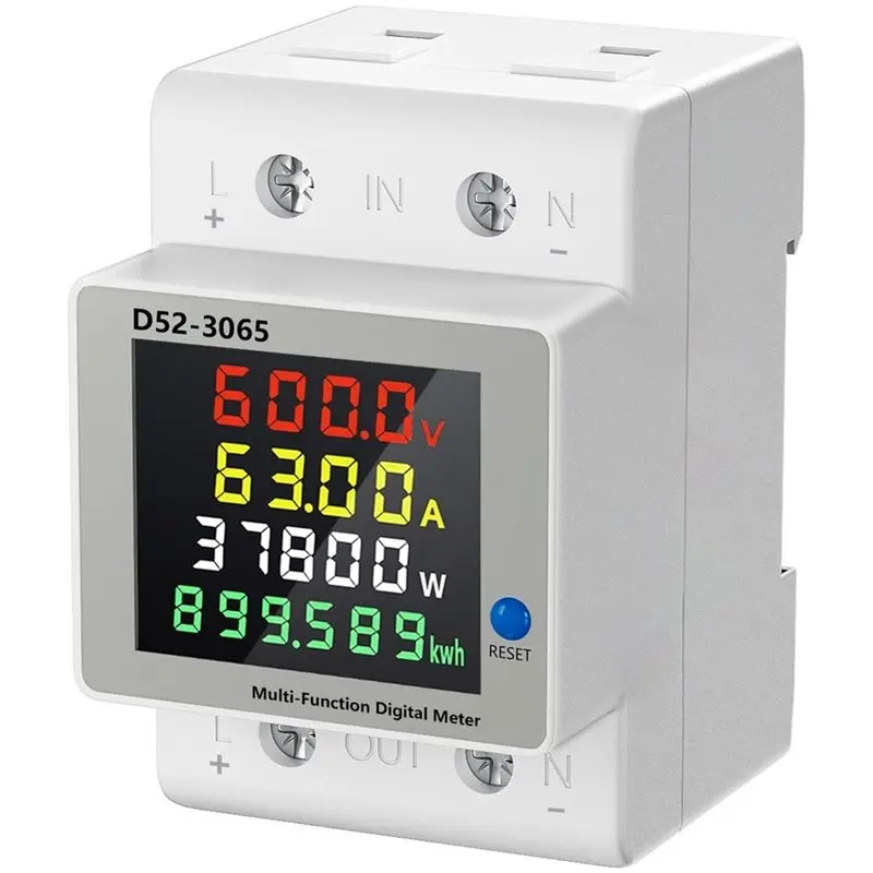 A97I-D52-3065 DC Din Rail Multifunctional Power Meter Photovoltaic Meter Digital Display Voltmeter Ammeter