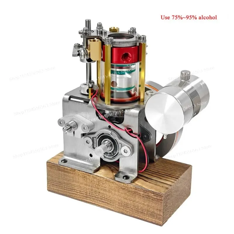 Mini Transparent Cylinder Single-Cylinder 4-Stroke Engine Model Ethanol Full Metal Visible