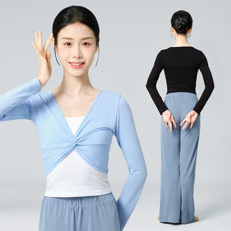 Women Dance Tops Ballet Dance Blouse Modern Classical Dance Coats Kink Long Sleeve Cape Adults Dance Tops Ballet Outfits