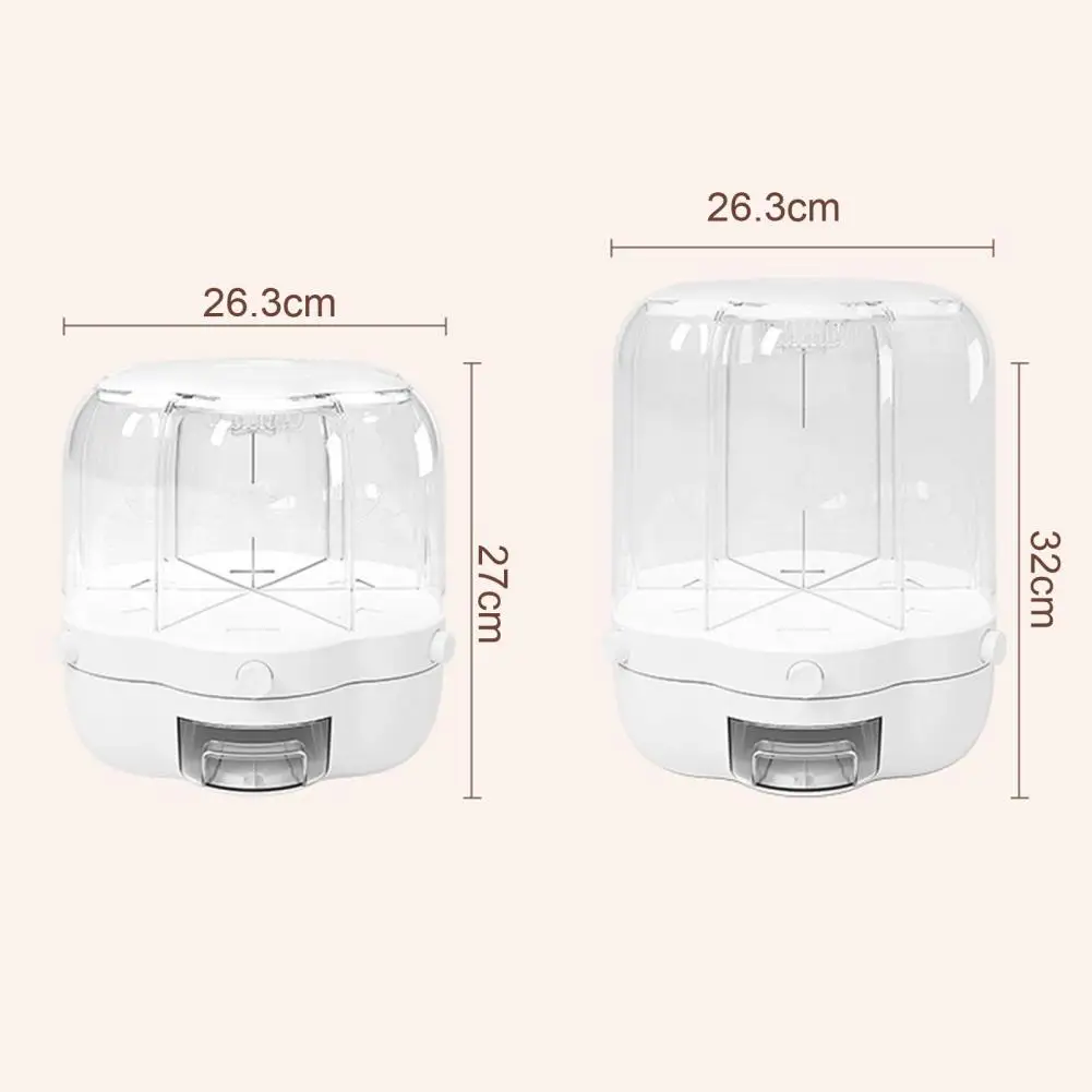 Rice Container 360 Degree Rotation Removable Top Cover Large Capacity Clear Moisture-proof 6 Compartment Beans Rice Barley Grain