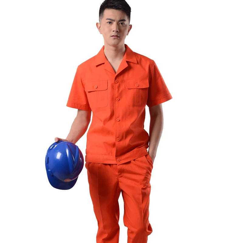 Verão fino trabalho roupas jaqueta calças set fábrica oficina resistente ao desgaste homem-máquina reparação trabalho proteção durável uniforme